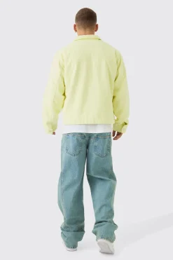 Veste de travailleur en sergé matelassé lavé en jaune