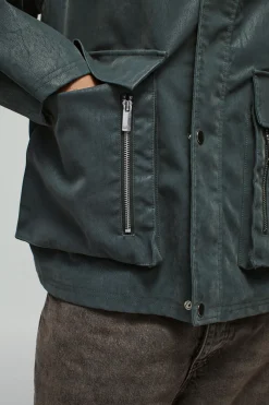 Veste de travail oversize à coupe carrée en synthétique peluché avec col contrastant