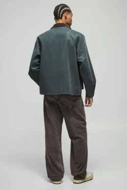Veste de travail oversize à coupe carrée en synthétique peluché avec col contrastant