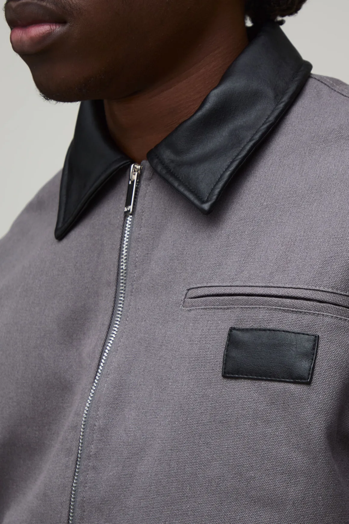 Veste De Travail Oversize En Sergé Avec Col Contrasté En SYNTHÉTIQUE