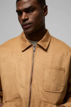 Veste de travail pour charpentier oversize en faux suède Croc à col