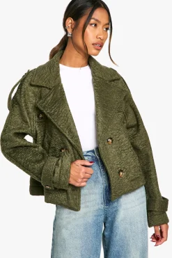 Veste double boutonnage à l'aspect laine texturée