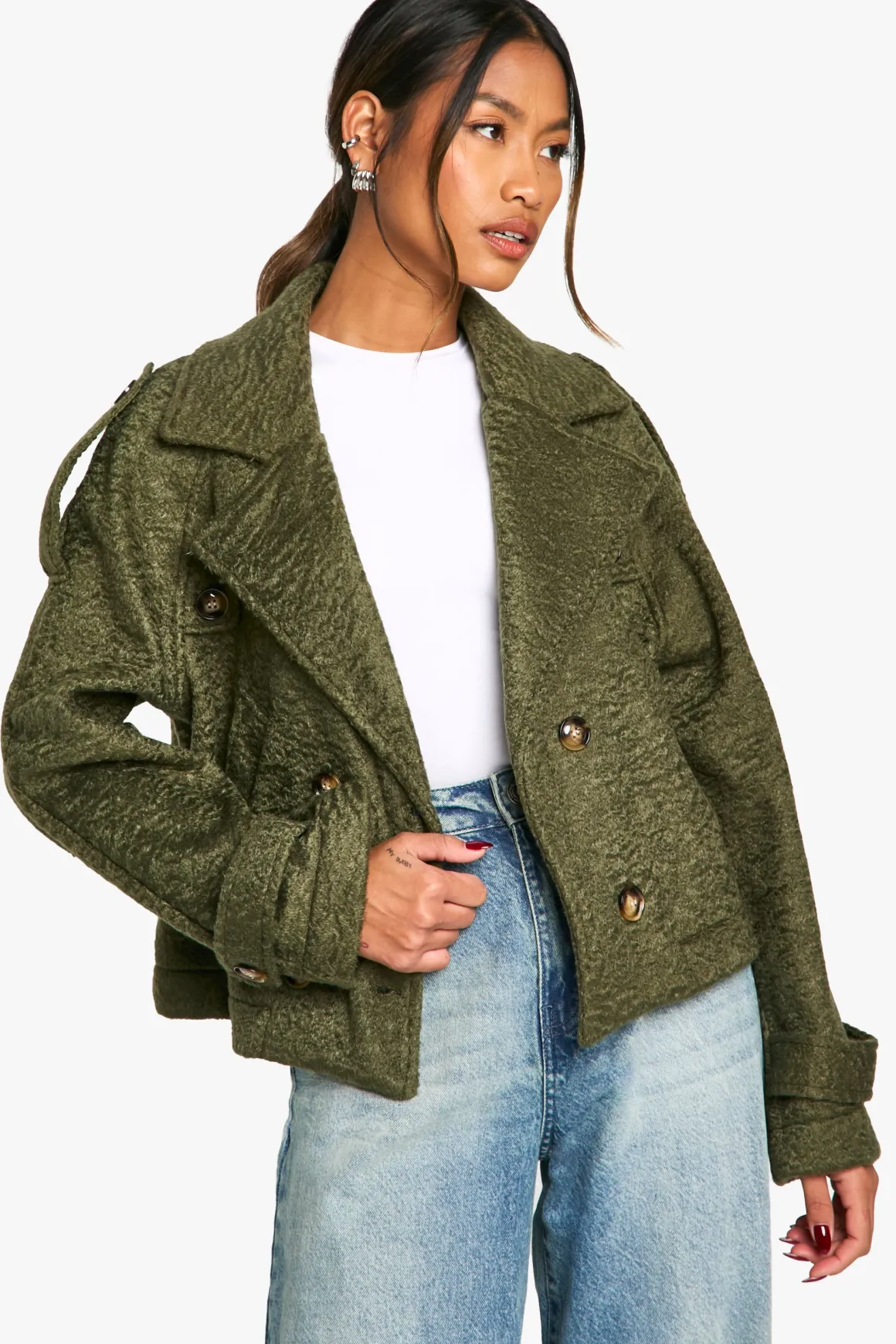 Veste double boutonnage à l'aspect laine texturée