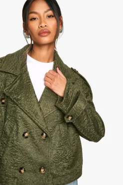 Veste double boutonnage à l'aspect laine texturée