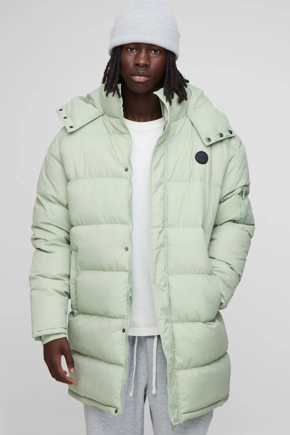 Veste doudoune à capuche longue, coupe régulière