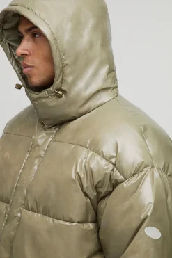 Veste doudoune à capuche pour homme, coupe régulière, finition éclatante