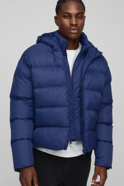 Veste doudoune à capuche surdimensionnée, carrée, à double couche
