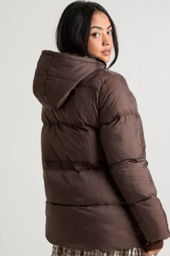 boohoo Veste doudoune à capuche à taille cintrée<Femme Manteaux Et Vestes D’Automne|Doudounes