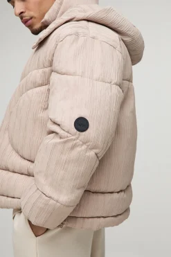 Veste doudoune à capuche texturée, coupe oversize