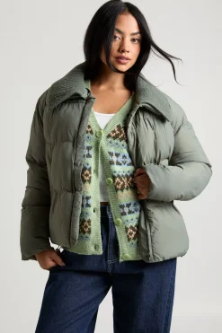 boohoo Veste doudoune à col côtelé contrasté<Femme Doudounes|Vestes & Manteaux