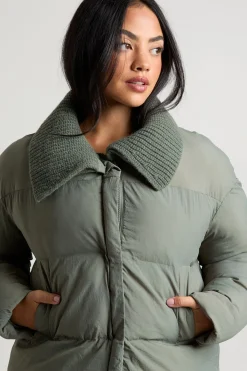 boohoo Veste doudoune à col côtelé contrasté<Femme Doudounes|Vestes & Manteaux