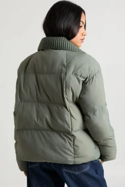 boohoo Veste doudoune à col côtelé contrasté<Femme Doudounes|Vestes & Manteaux