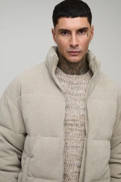 boohooMAN Veste doudoune à col entonnoir en faux suède texturé, coupe régulière pour personnes de grande taille<Homme Tout Afficher|Vestes & Manteaux Tall