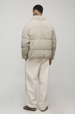 boohooMAN Veste doudoune à col entonnoir en faux suède texturé, coupe régulière pour personnes de grande taille<Homme Tout Afficher|Vestes & Manteaux Tall
