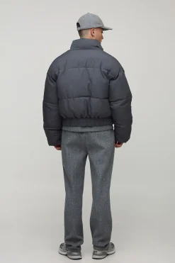 Veste doudoune à col entonnoir, tissée, rembourrée et à coupe carrée