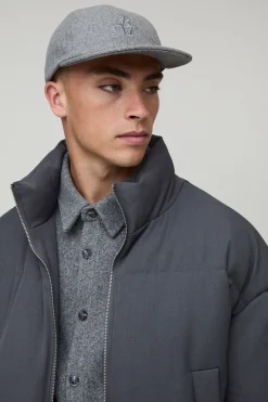 Veste doudoune à col entonnoir, tissée, rembourrée et à coupe carrée