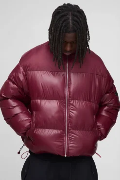 Veste doudoune à col entonnoir, mélange nylon haute brillance, coupe boxy