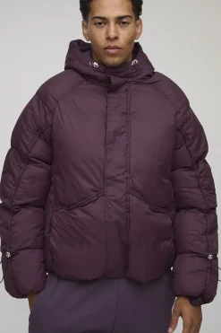 Veste doudoune à coupe ample avec manches froncées et panneaux