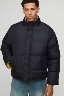 Veste doudoune à coupe régulière, réversible, à panneaux colorés et col entonnoir