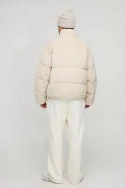 boohooMAN Veste doudoune à coupe régulière, détail d'empiècement western, en cord et col entonnoir<Homme Manteaux Et Vestes