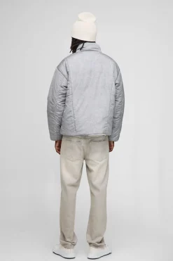 boohooMAN Veste doudoune en nylon lavé, à coupe boxy surdimensionnée, rembourrée, à col entonnoir<Homme Manteaux Et Vestes