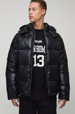 boohooMAN Veste doudoune haute brillance, coupe régulière, grande taille, en<Homme Tout Afficher|Vestes & Manteaux Tall