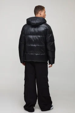 boohooMAN Veste doudoune haute brillance, coupe régulière, grande taille, en<Homme Tout Afficher|Vestes & Manteaux Tall