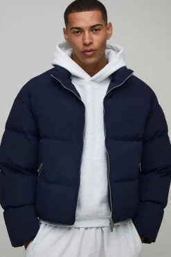 Veste Doudoune Homme À Col Montant Coupe Boxy Matelassée Mi-Saison Essentielle