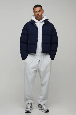 Veste Doudoune Homme À Col Montant Coupe Boxy Matelassée Mi-Saison Essentielle