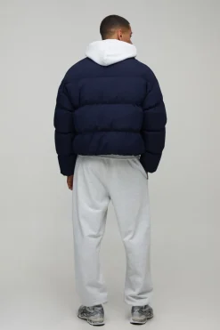 Veste Doudoune Homme À Col Montant Coupe Boxy Matelassée Mi-Saison Essentielle