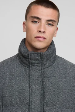 boohooMAN Veste doudoune longiligne à coupe régulière Check<Homme Manteaux Et Vestes