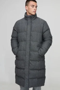 boohooMAN Veste doudoune longiligne à coupe régulière Check<Homme Manteaux Et Vestes