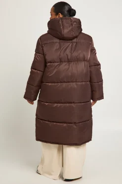boohoo Veste doudoune longline Plus<Femme Looks Chocolat|Doudounes