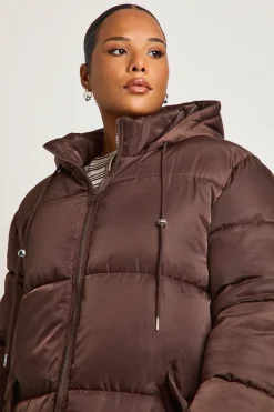 boohoo Veste doudoune longline Plus<Femme Looks Chocolat|Doudounes