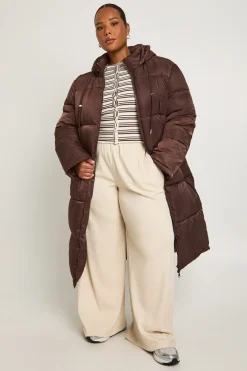 boohoo Veste doudoune longline Plus<Femme Looks Chocolat|Doudounes