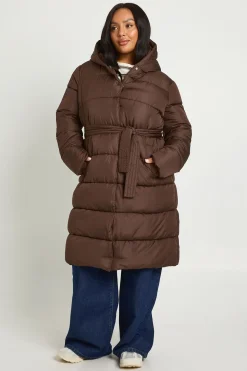 Veste doudoune longue à ceinture Plus
