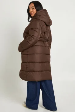 Veste doudoune longue à ceinture Plus