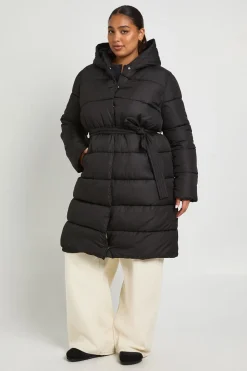 Veste doudoune longue ceinturée Plus