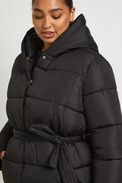 Veste doudoune longue ceinturée Plus