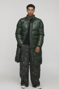 Veste doudoune longue à coupe régulière et haute brillance