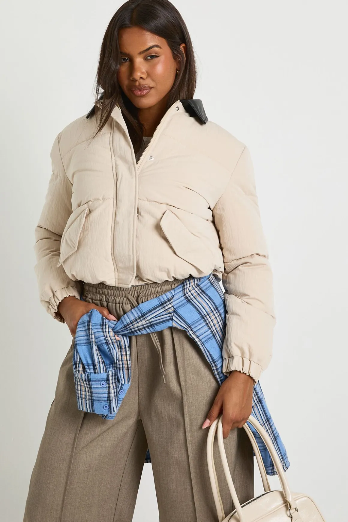 Veste doudoune matelassée à col contrasté