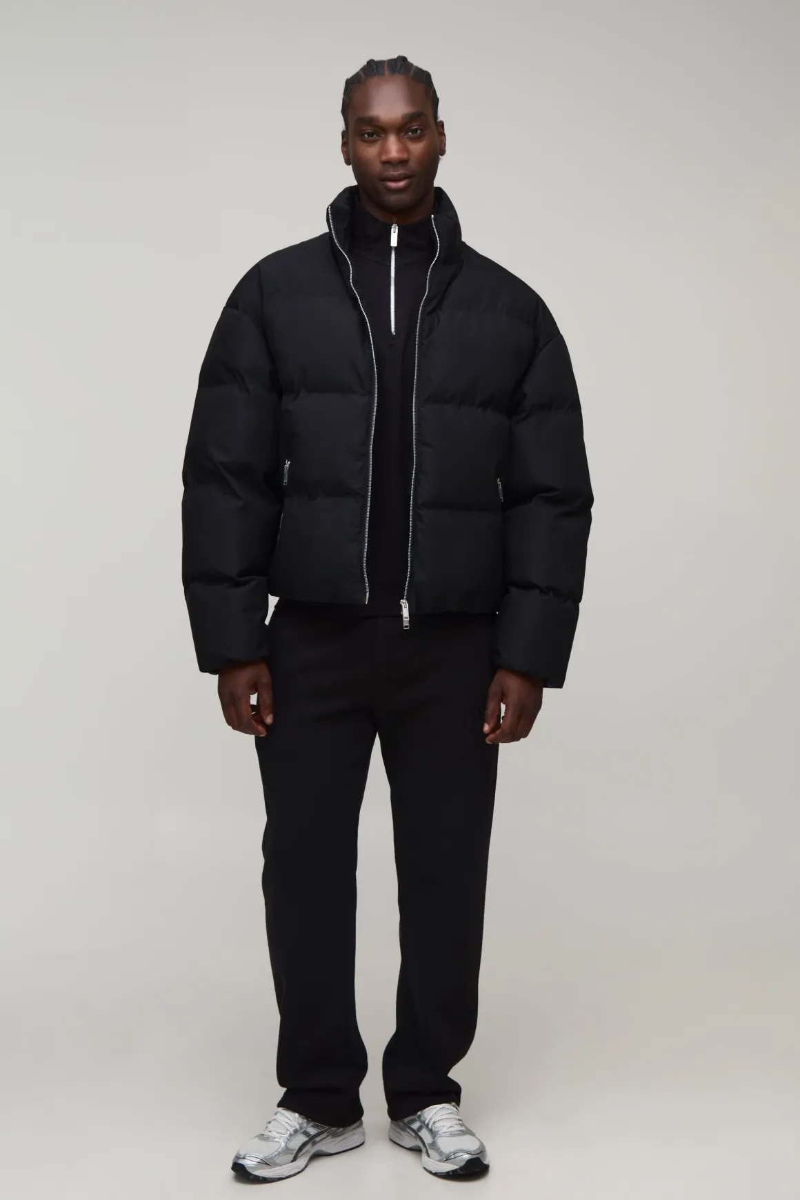 Veste Doudoune Matelassée Coupe Ample Col Montant Poids Moyen Pour Homme Grand