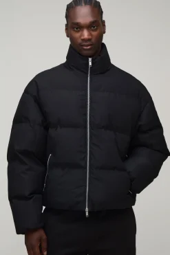 Veste Doudoune Matelassée Coupe Ample Col Montant Poids Moyen Pour Homme Grand