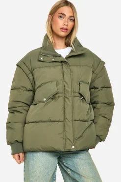Veste doudoune oversize à col côtelé