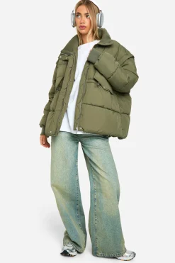 Veste doudoune oversize à col côtelé