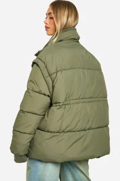 Veste doudoune oversize à col côtelé