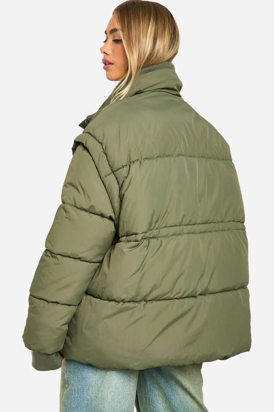 Veste doudoune oversize à col côtelé