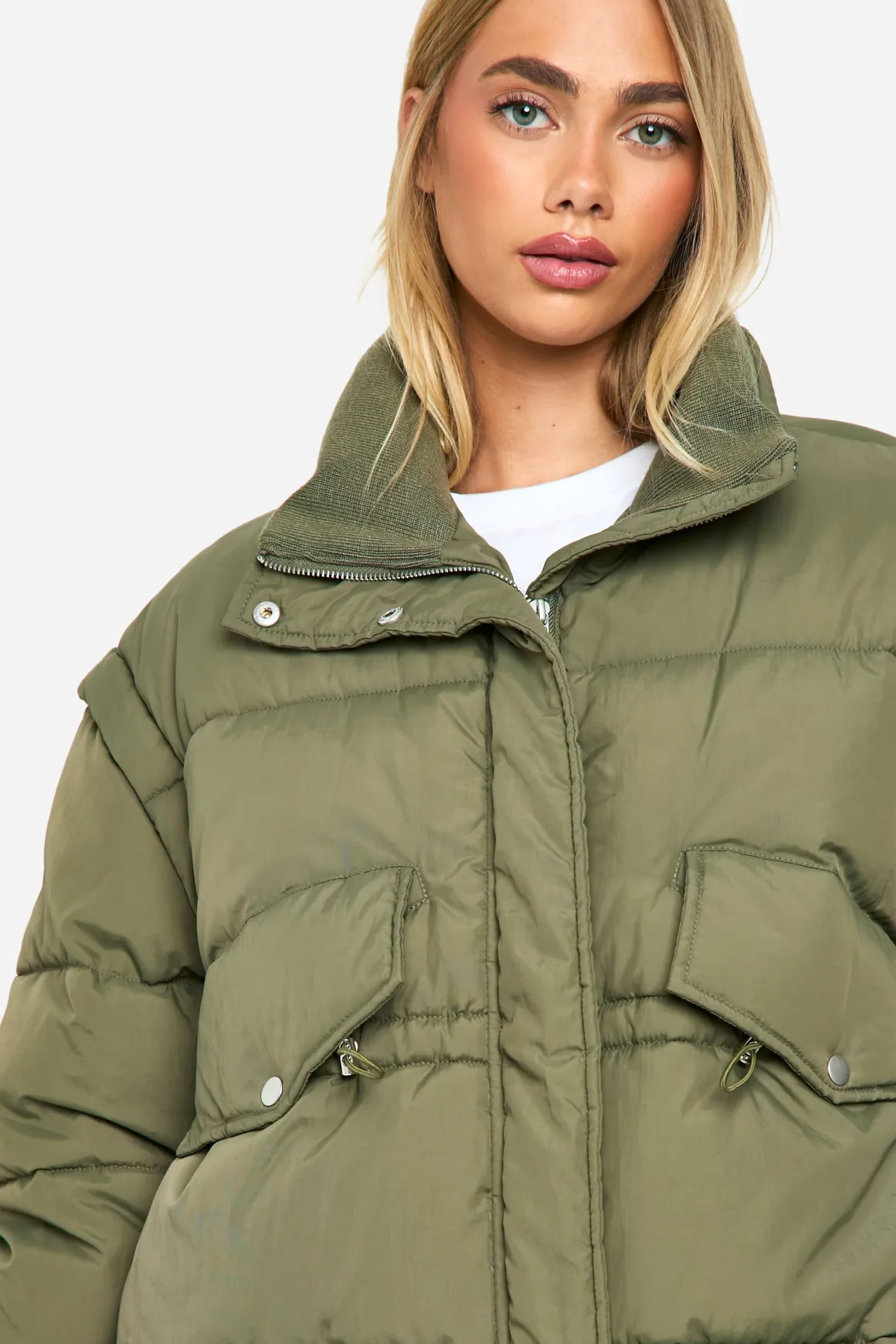 Veste doudoune oversize à col côtelé