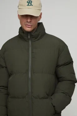 Veste doudoune oversize en nylon froissé à col entonnoir et coupe longue