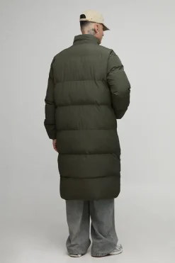 Veste doudoune oversize en nylon froissé à col entonnoir et coupe longue